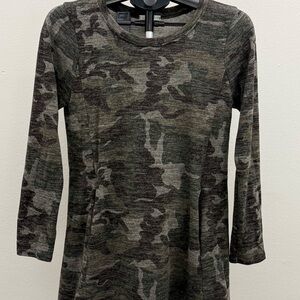P.S. KATE Camo Long Sleeve Tunic Top